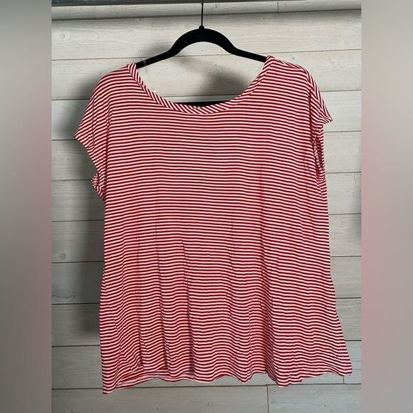 Rae Mode red and white lightweight striped t-shirt - NWOT - Picture 1 of 4